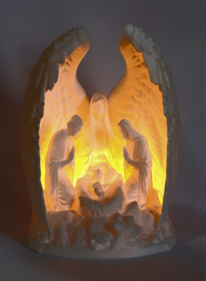 HICHISO Nativity Angel Scene Tealight Holder with Free TEALIGHT | Holy Family Christmas Decor Showpiece | Angel Wings Night Lamp for Prayer Room, Living Room | Spiritual Home Decor & Gift Item - Image 4